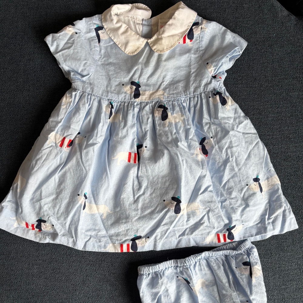 Jacardi 12 Month Girl French Dog Print Dress
